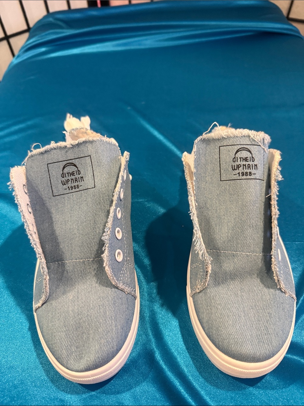 Denim Slip-On Mule Sneakers in Light Blue by - Picture 2 of 5